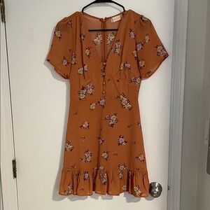 Altar'd State Peach Floral Print Dress
